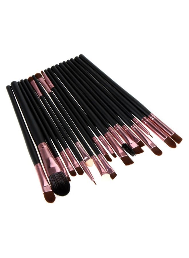 طقم فرش مكياج عيون من 20 قطعة أسود/وردي - Image 1