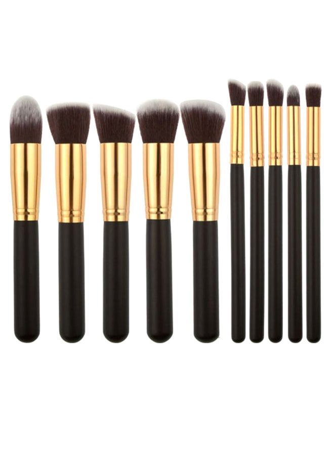 Generic 10-Piece Professional Makeup Brush Set Black/Gold/White  - Image 1