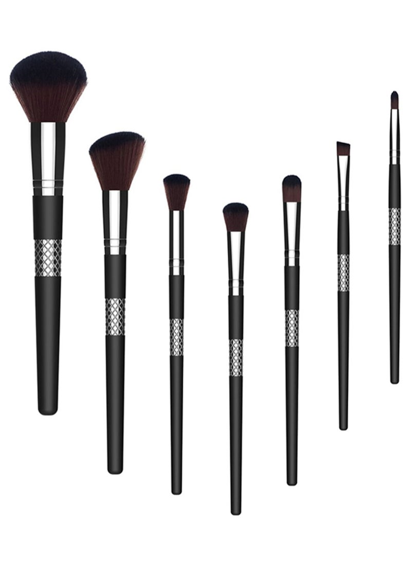 طقم فُرش مكياج احترافية من 7 قطع أسود/فضي/بني - Image 1