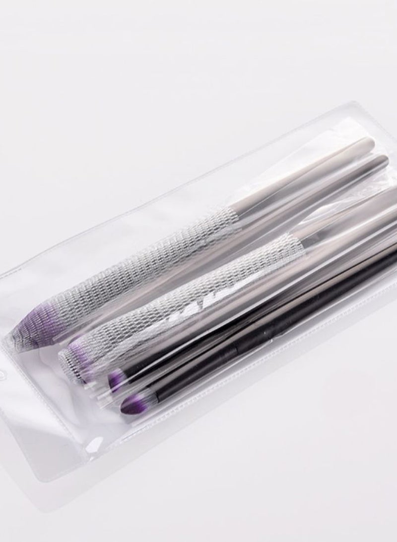 5-Piece Professional Makeup Brush Set Black/Purple/Grey - Image 2