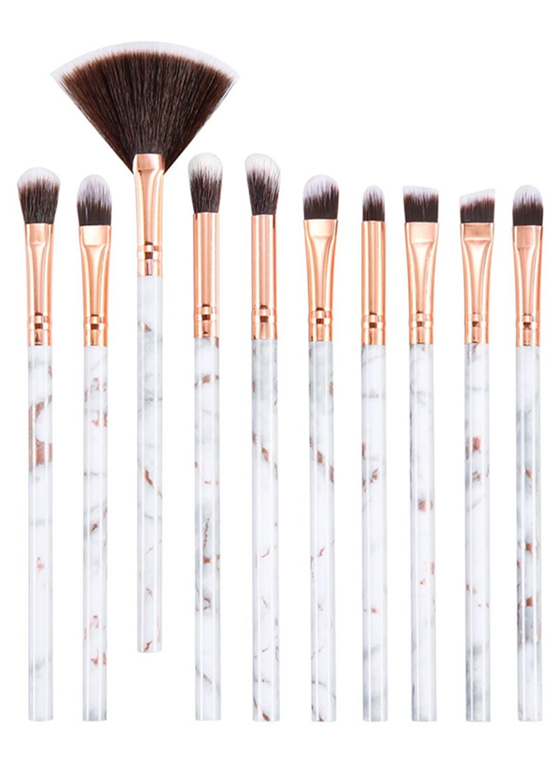 10-Piece Professional Makeup Brush Set White/Rose Gold/Brown - Image 1