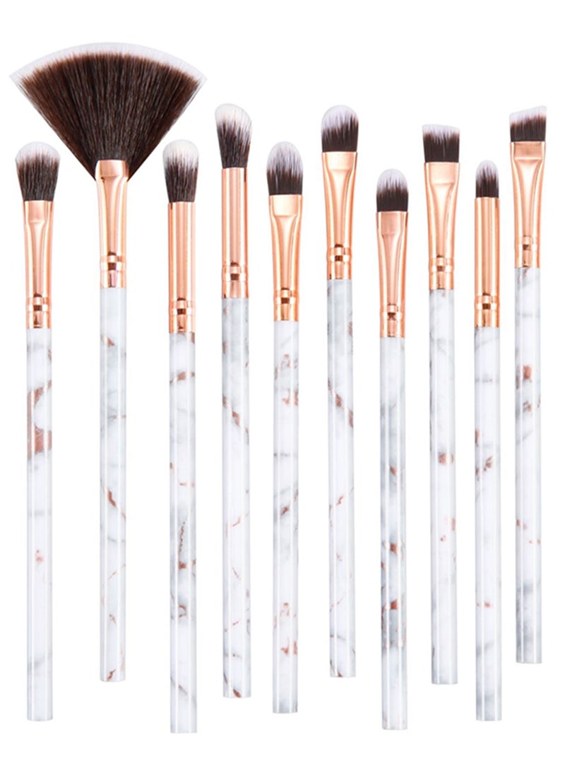 10-Piece Professional Makeup Brush Set White/Rose Gold/Brown - Image 2