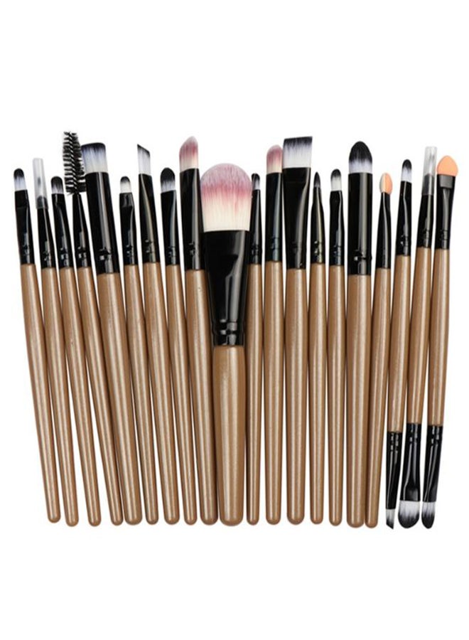 20-Piece Makeup Brush Set With 1 Pair Artificial Eyelashes Gold/Black/White - Image 2
