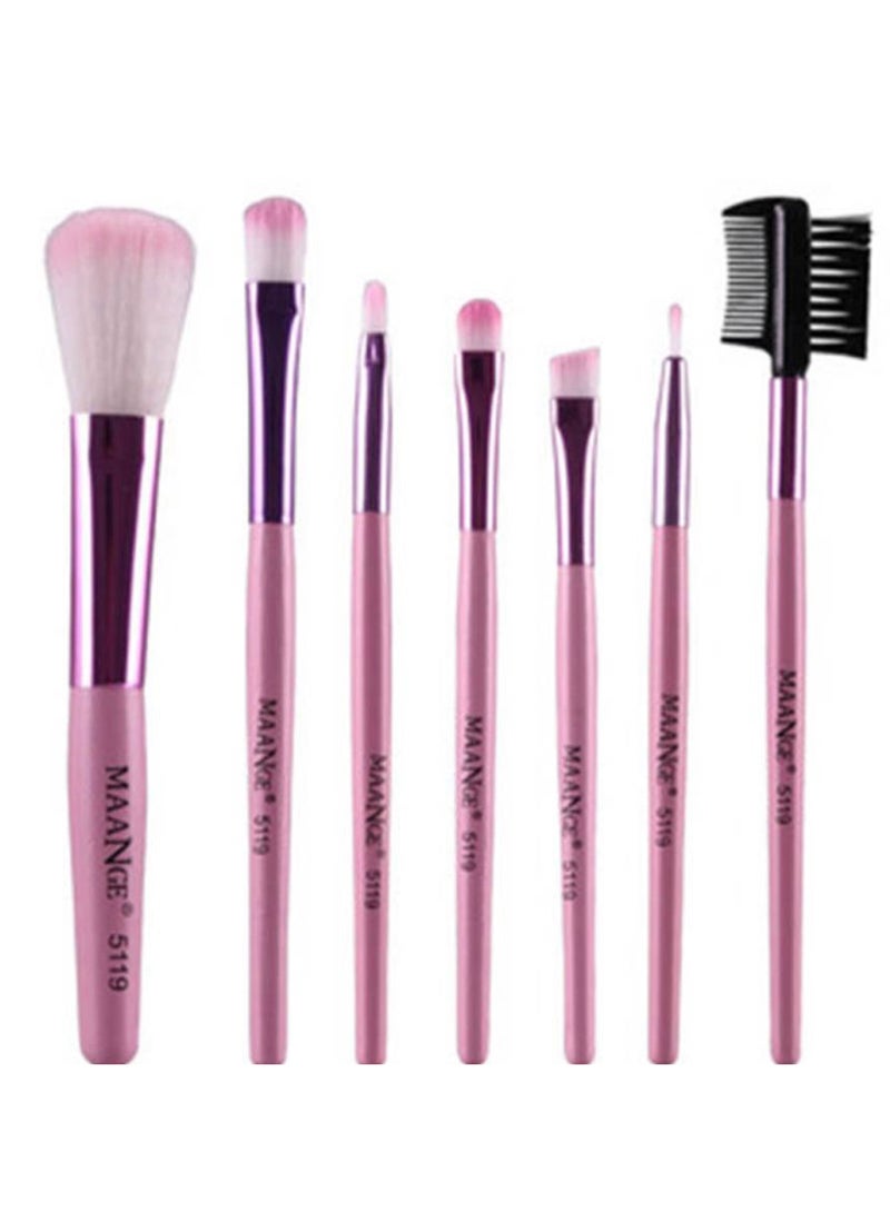 7-Piece Soft Makeup Brush Set Pink/White