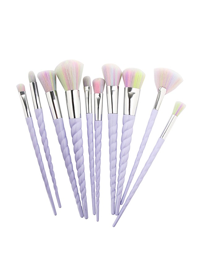10-Piece Threaded Handle Makeup Brush Set Multicolour - Image 1