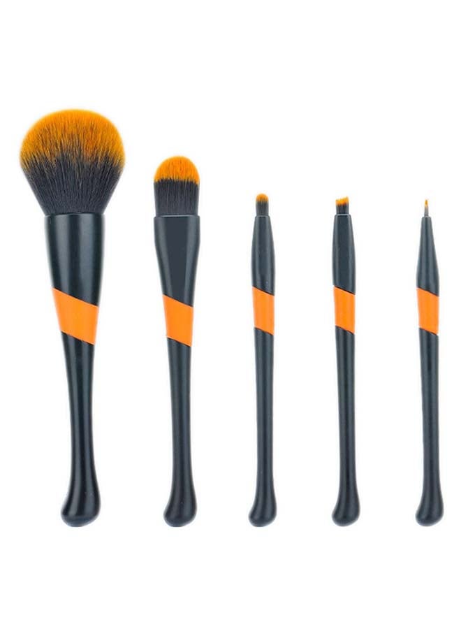 طقم فراشي مكياج محمولة من 5 قطع أسود /برتقالي. - Image 1