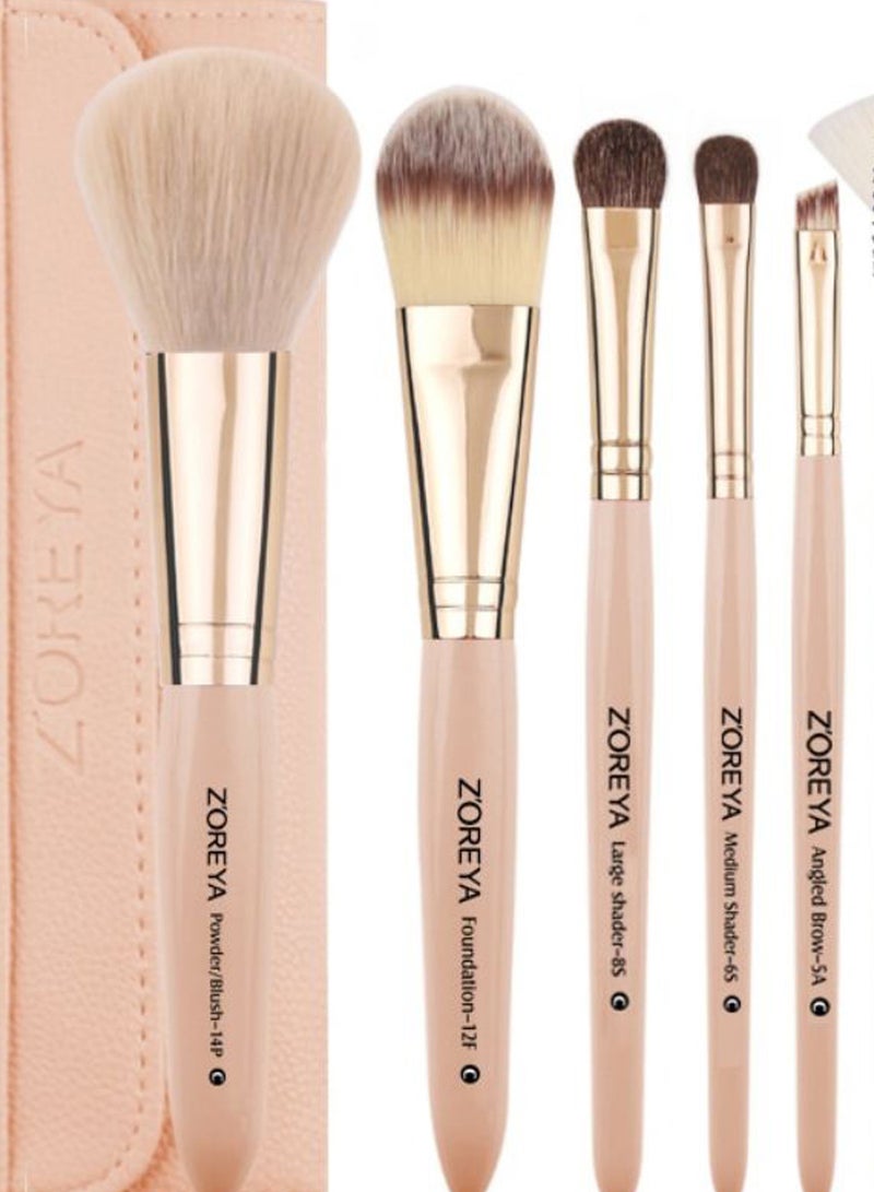 Z'OREYA 8-Piece Rat-Tail Handle Makeup Brush Set Light Pink/Gold - Image 2