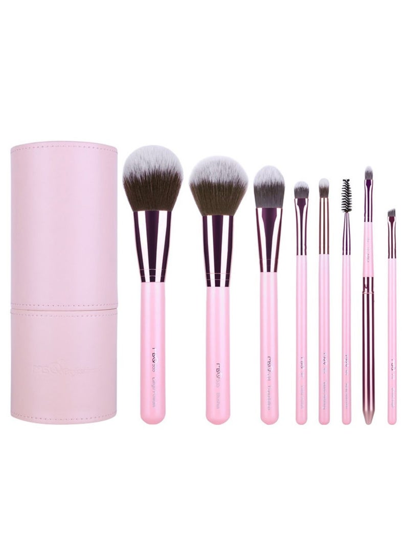 Generic 8-Piece Professional Makeup Brush Set With Bag Light Pink/Purple  - Image 1