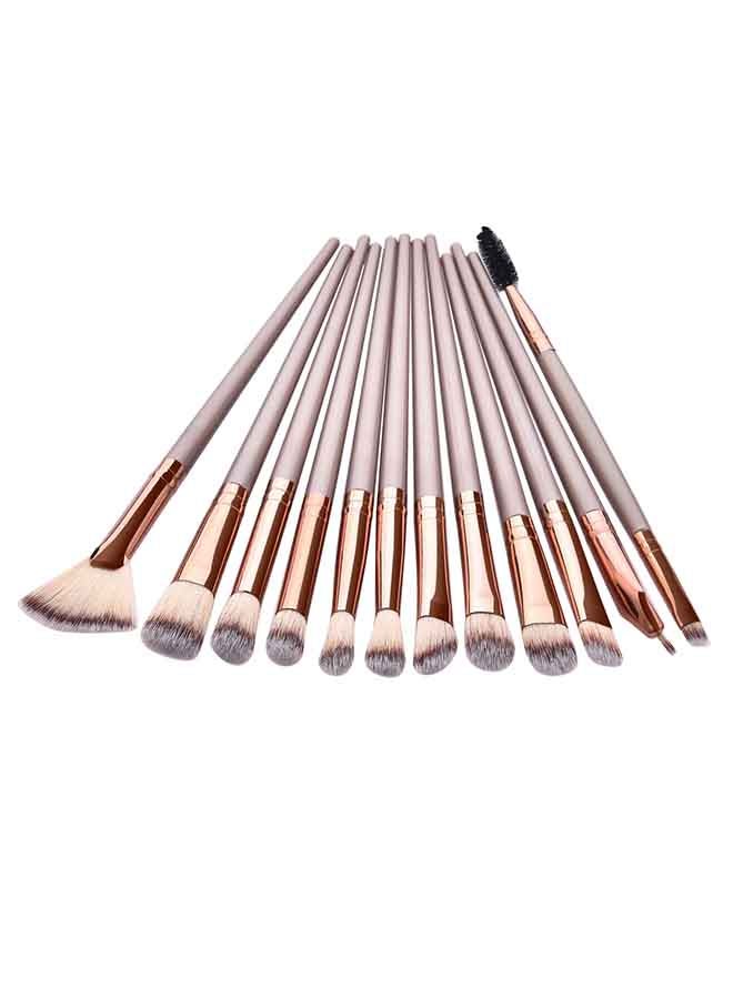 12-Piece Professional Makeup Brush Set Gold/Grey/White