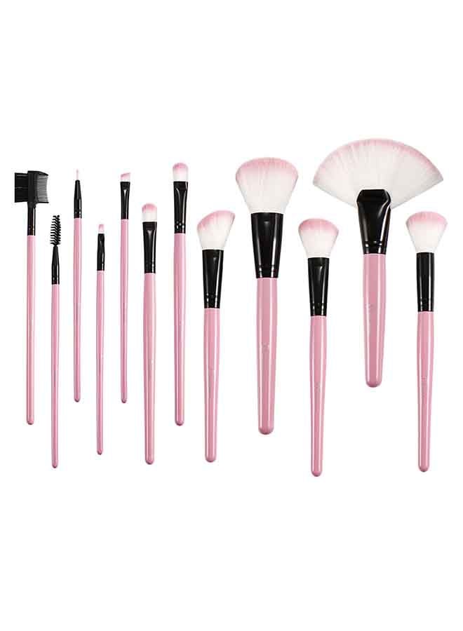 12-Piece Eye Makeup Brush Set Black/Pink/White - Image 2