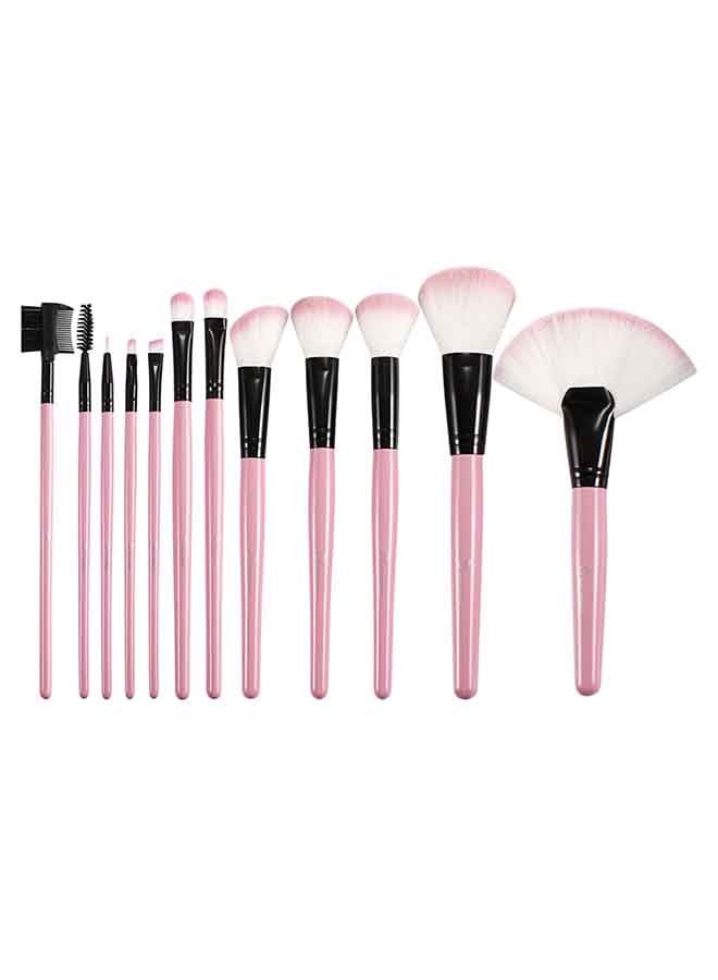 12-Piece Eye Makeup Brush Set Black/Pink/White - Image 1