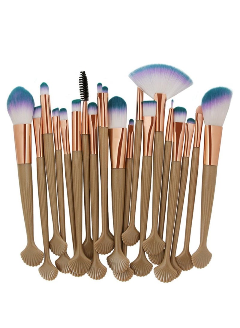 20-Piece Shell Shape Exquisite Brush Set Multicolour - Image 1