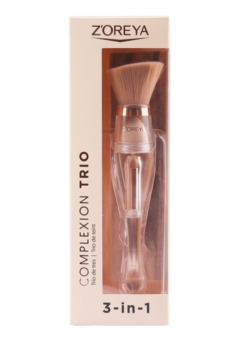 فرشاة مستحضرات تجميل مُتعددة الوظائف 3 في 1 البني/الأبيض - Image 2