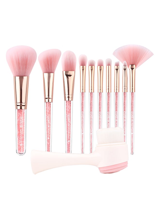 Z'OREYA 10-Piece Makeup Brush Set Pink/Gold - Image 1