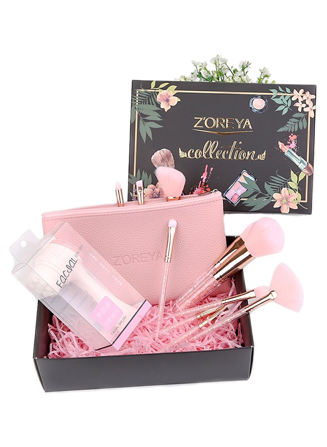 Z'OREYA 10-Piece Makeup Brush Set Pink/Gold - Image 2