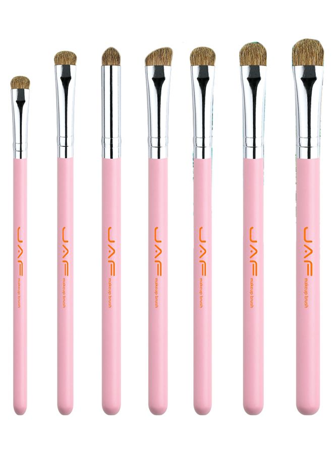 JAF 7-Piece Makeup Brush Set Pink/Silver - Image 1