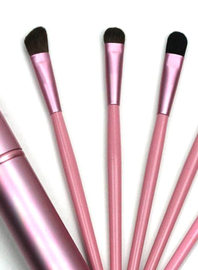 طقم فرش مكياج مكون من 5 قطع مع صندوق تخزين وردي - Image 2