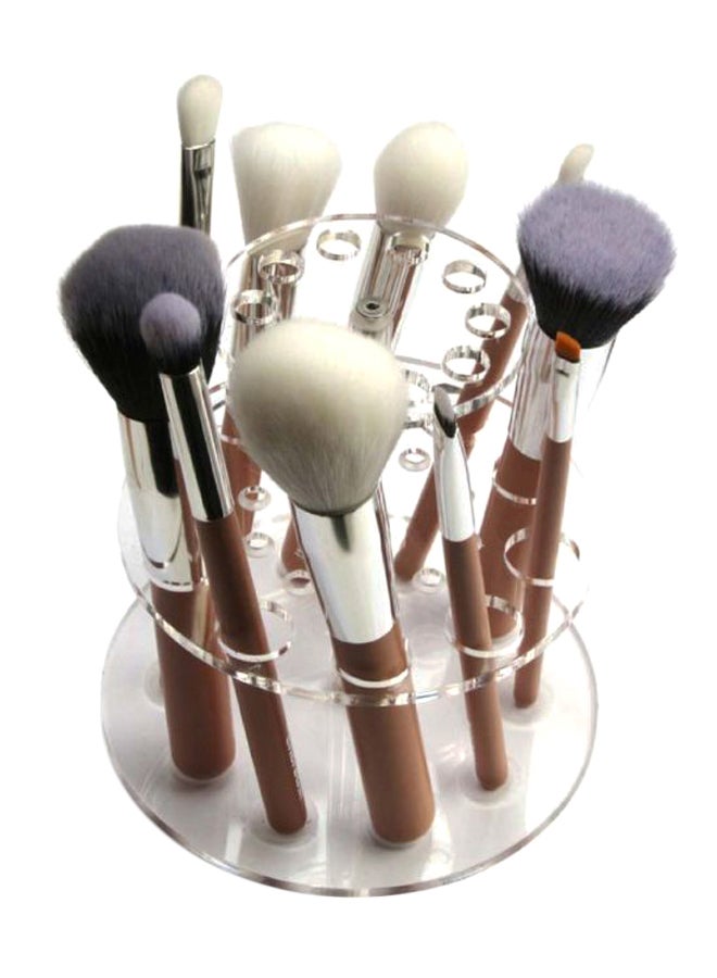 20-Hole Multi-Function Double-Layer Makeup Brush Holder Clear - Image 2