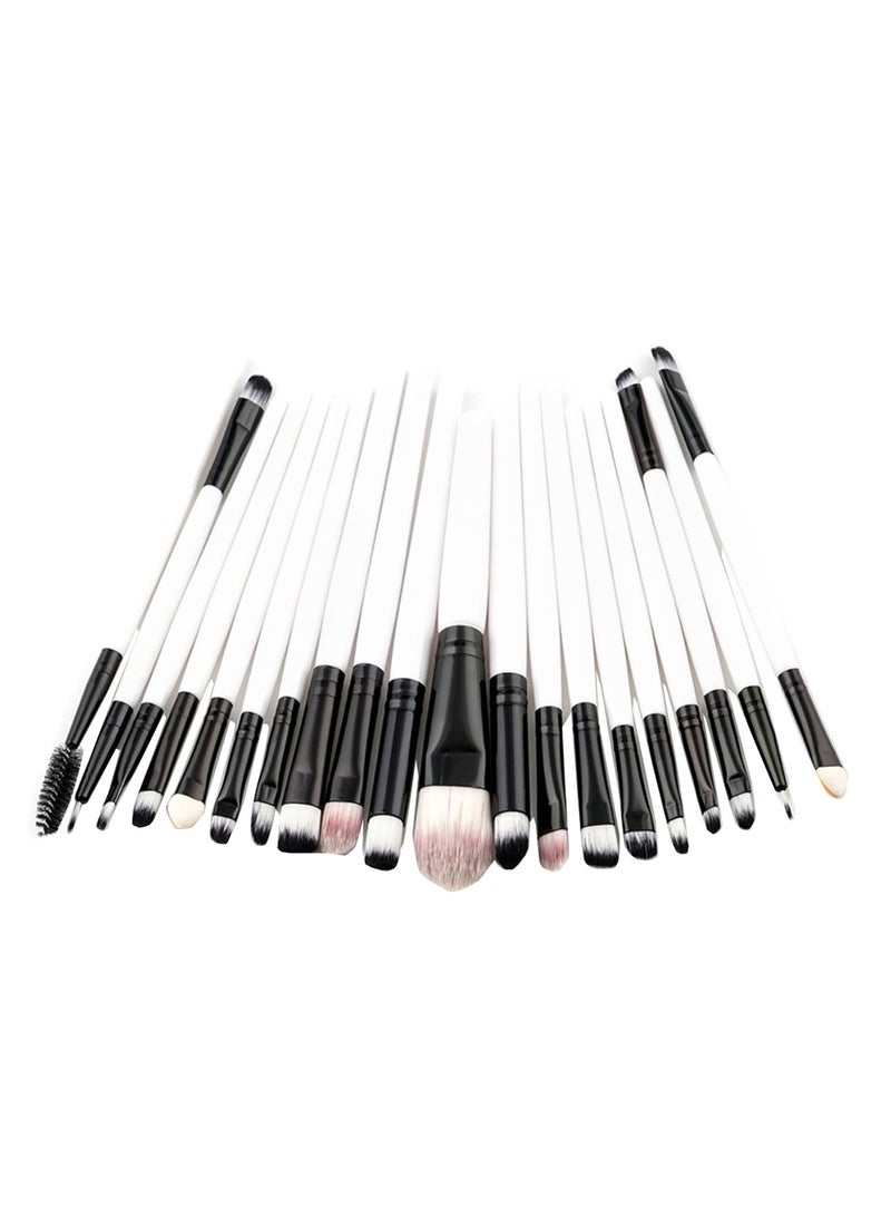 طقم فرش مكياج عيون من 20 قطعة أبيض/ أسود - Image 1