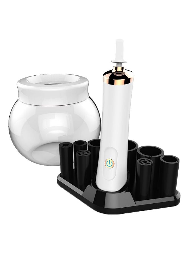 Electric Makeup Brush Cleaner With Additional Head Black/White - Image 1