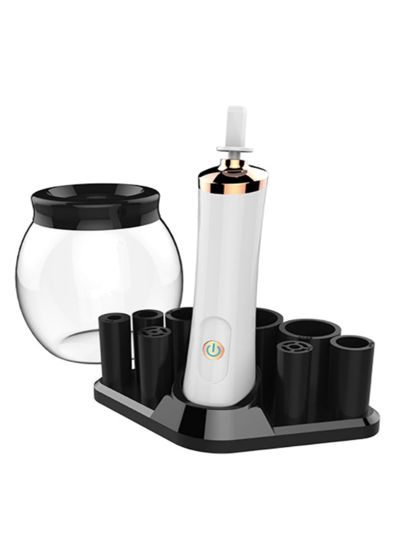 أداة تنظيف فراشي المكياج مع ماكينة تجفيف أسود/ أبيض