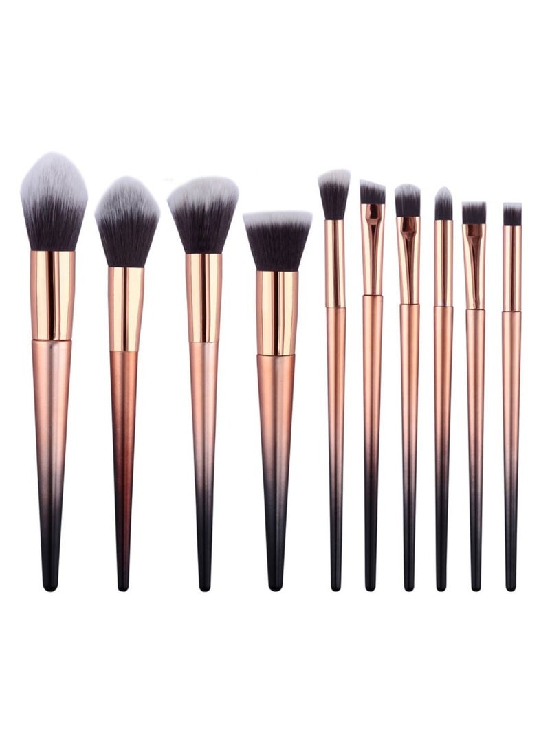 10-Piece Professional Makeup Brush Set Rose Gold/Black - Image 1