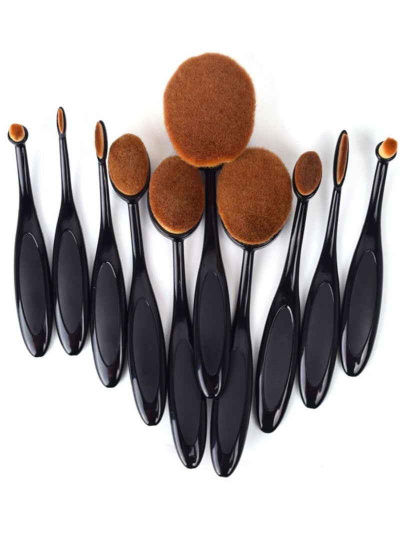 10-Piece Super Fine Makeup Brush Set Black/Brown - Image 1