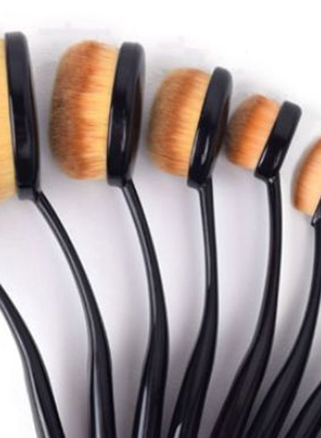10-Piece Toothbrush Shape Makeup Brush Set Black/Brown - Image 2