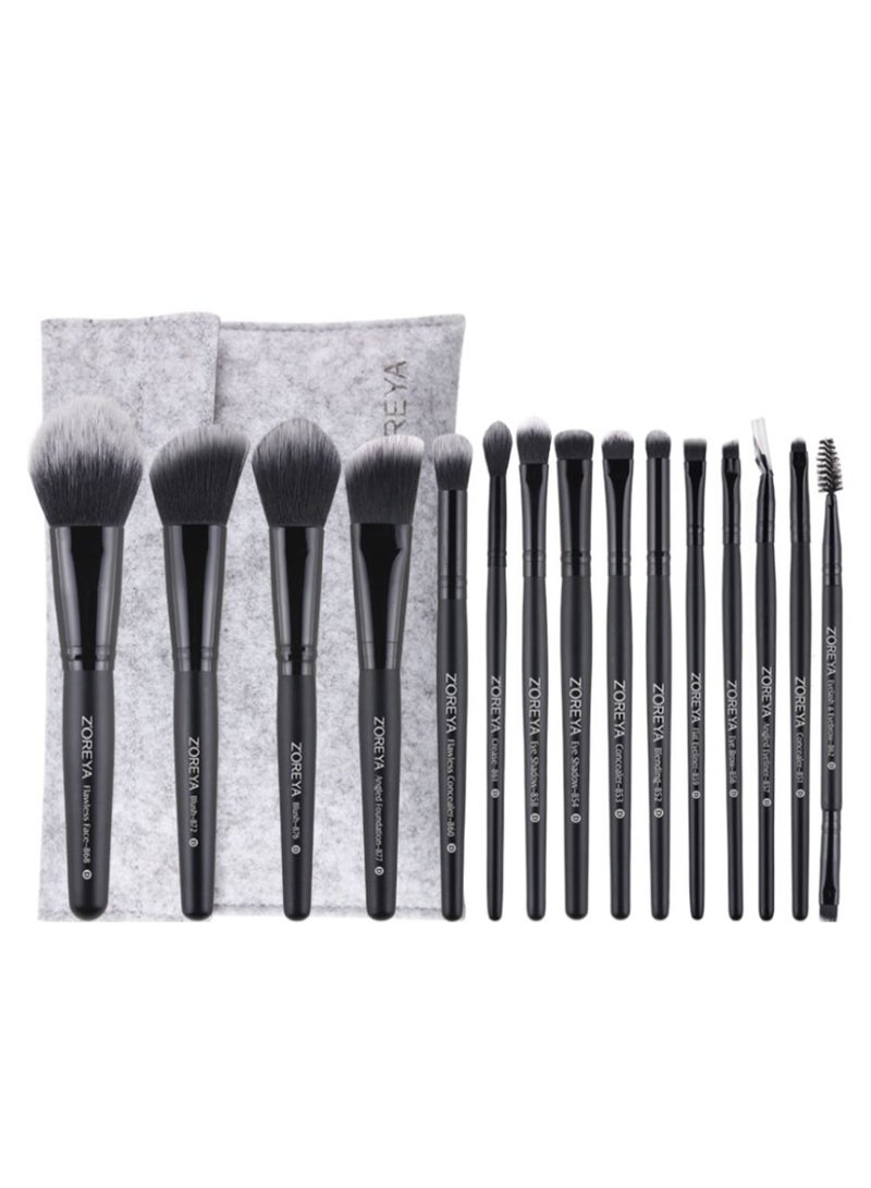 Z'OREYA 15-Piece Makeup Brush Set Black - Image 1