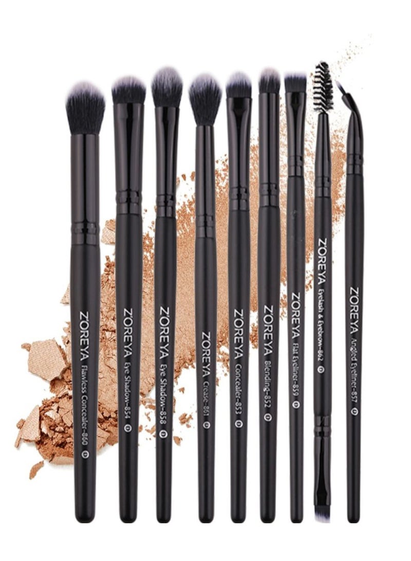 Z'OREYA 9-Piece Eye Makeup Brush Set Black - Image 1