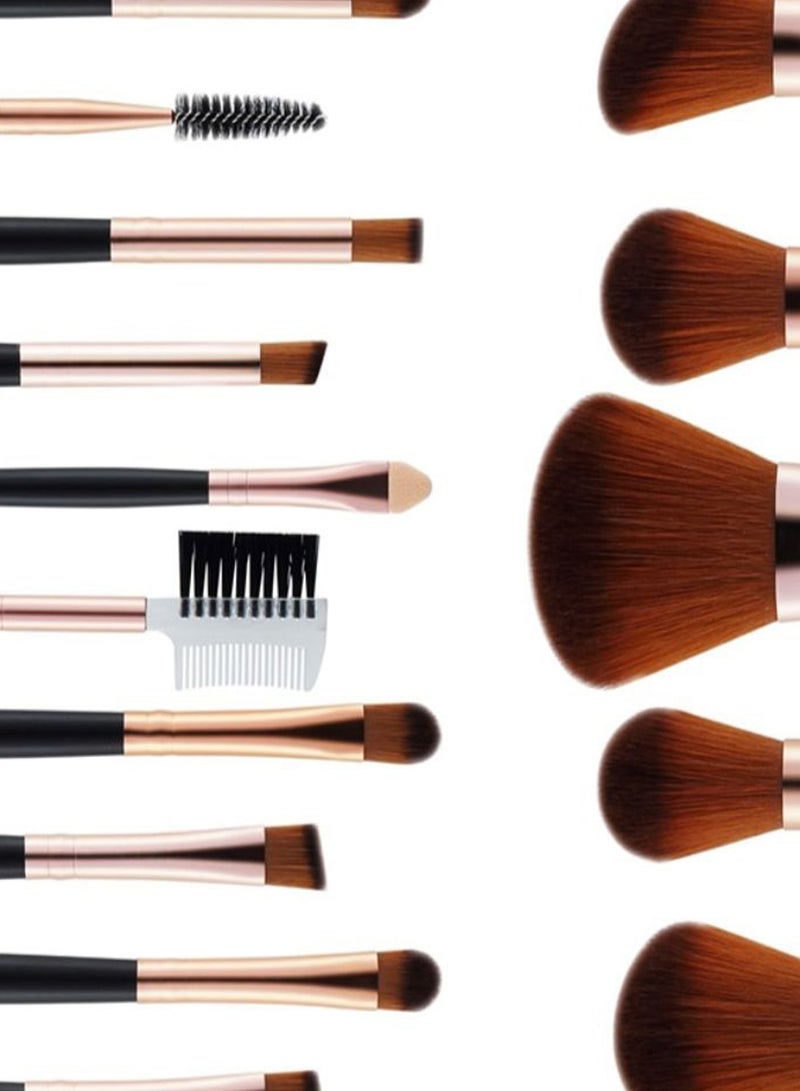 start makers 32-Piece Makeup Brush Set With Bag And Makeup Sponge Black/Gold/Brown - Image 2