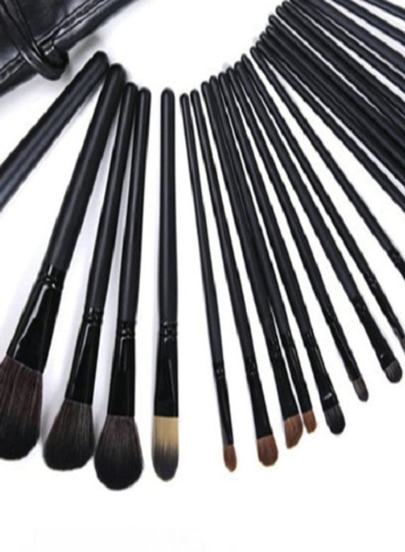 Generic 24-Piece Makeup Brush Set With Bag And Face Cleansing Puff Black - Image 2