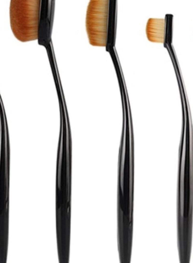 5-Piece Toothbrush Shape Foundation Brush Set Black/Brown - Image 2