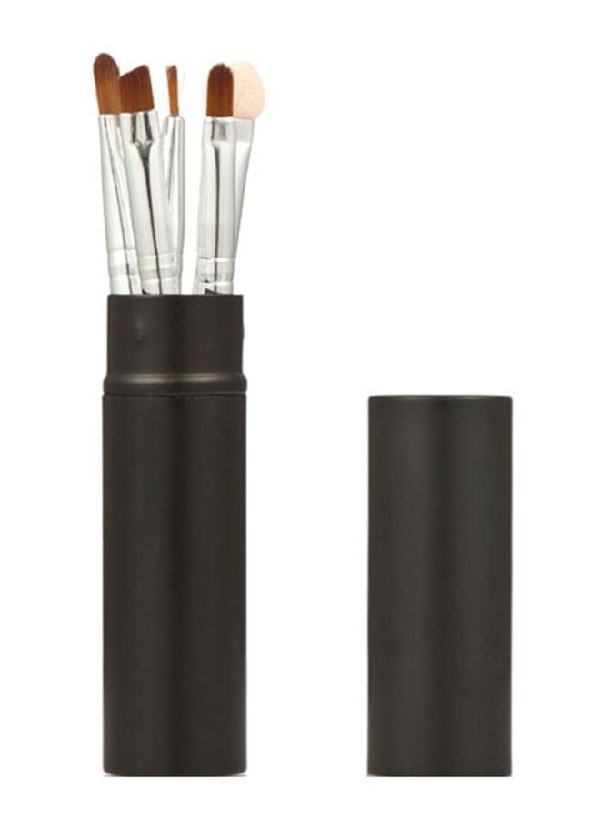 سكسبلس طقم فرش مكياج من 5 قطع مع حقيبة حمل أسود/فضي/بني - Image 1