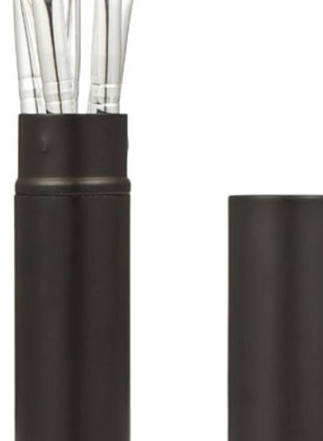 سكسبلس طقم فرش مكياج من 5 قطع مع حقيبة حمل أسود/فضي/بني - Image 2