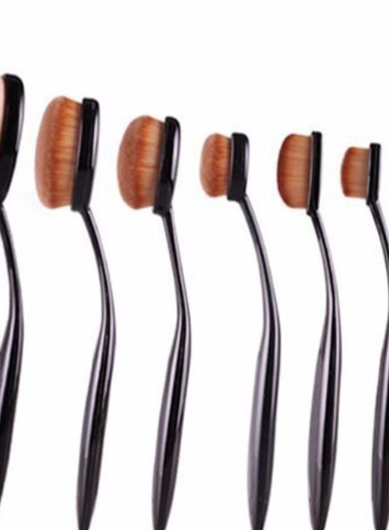 10-Piece Makeup Brush Set Black/Brown - Image 2