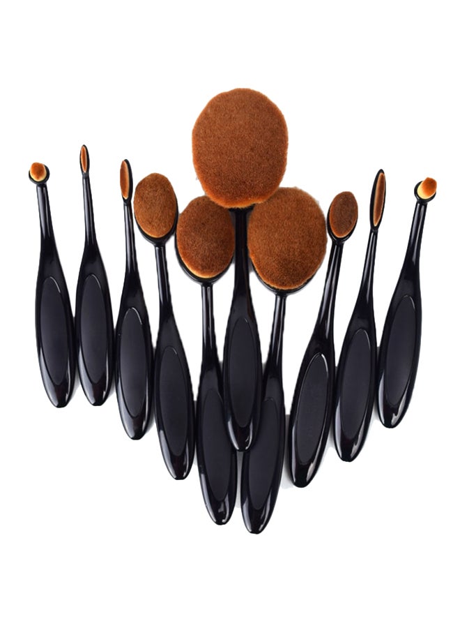 10-Piece Makeup Brush Set Black/Brown