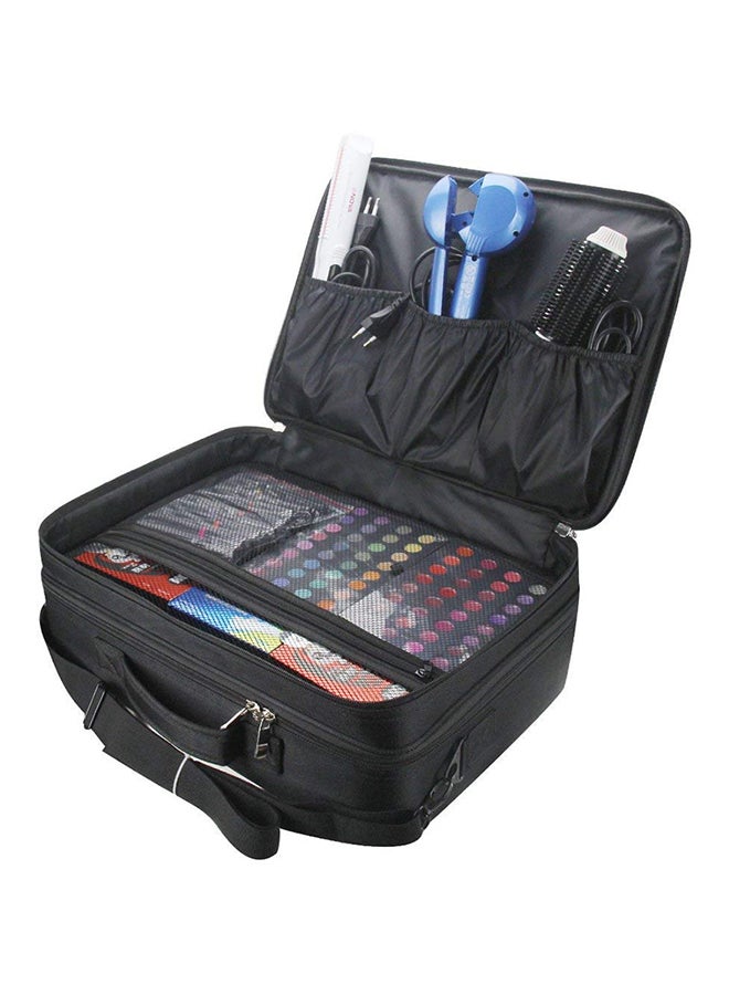 حقيبة احترافية لتخزين مستحضرات التجميل أسود
