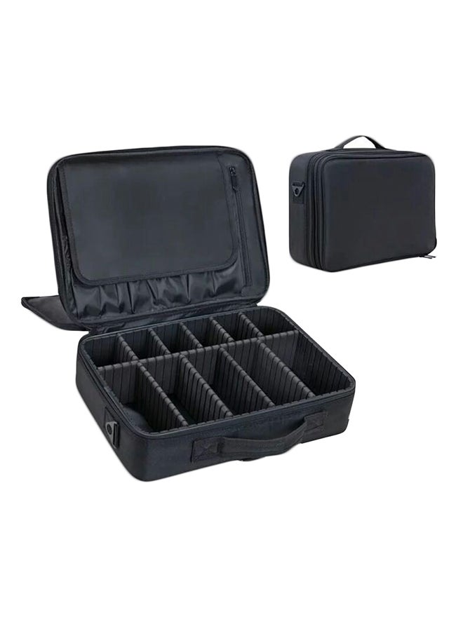 حقيبة تخزين مستحضرات التجميل من 3 مستويات أسود