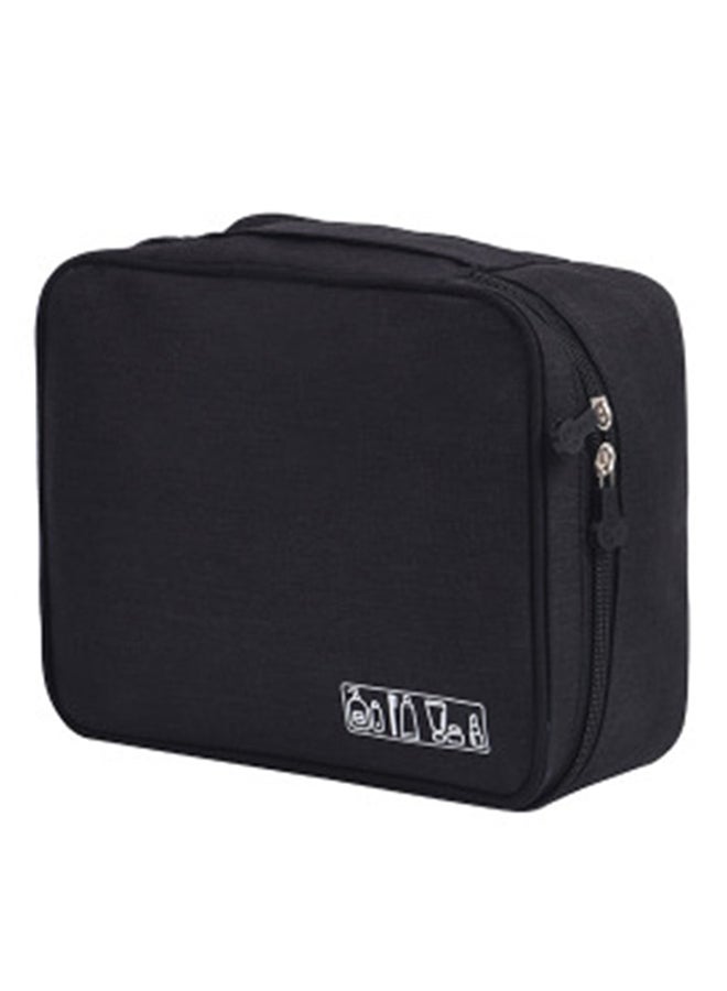 حقيبة محمولة لتخزين مستحضرات التجميل قابلة للتعليق أسود