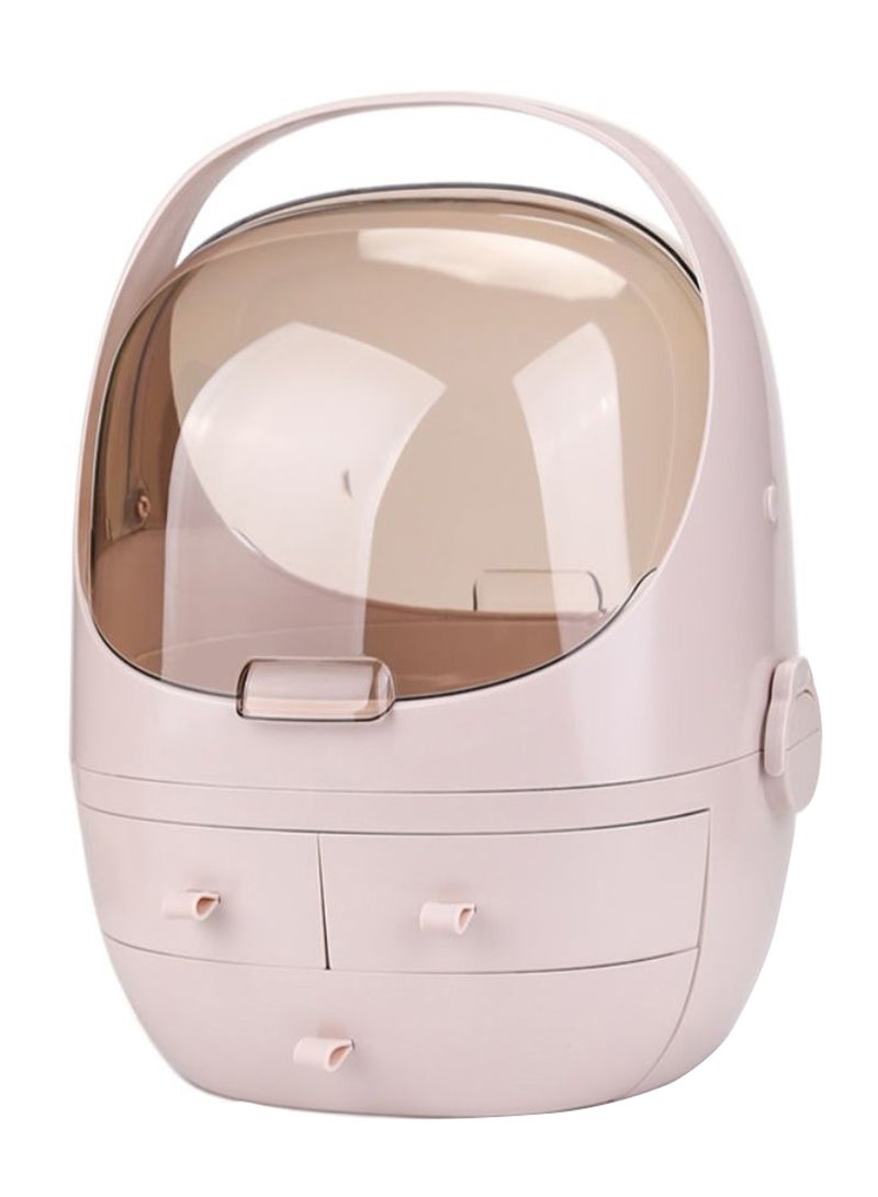 زوريا صندوق تخزين مستحضرات التجميل بتصميم متعدد الاستخدامات خوخي/شفاف