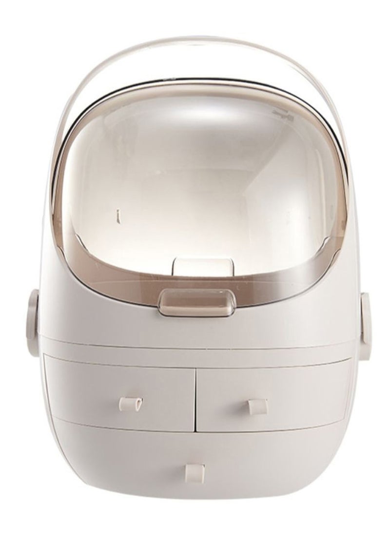 Drawer Type Cosmetic Storage Box White/Clear - Image 1