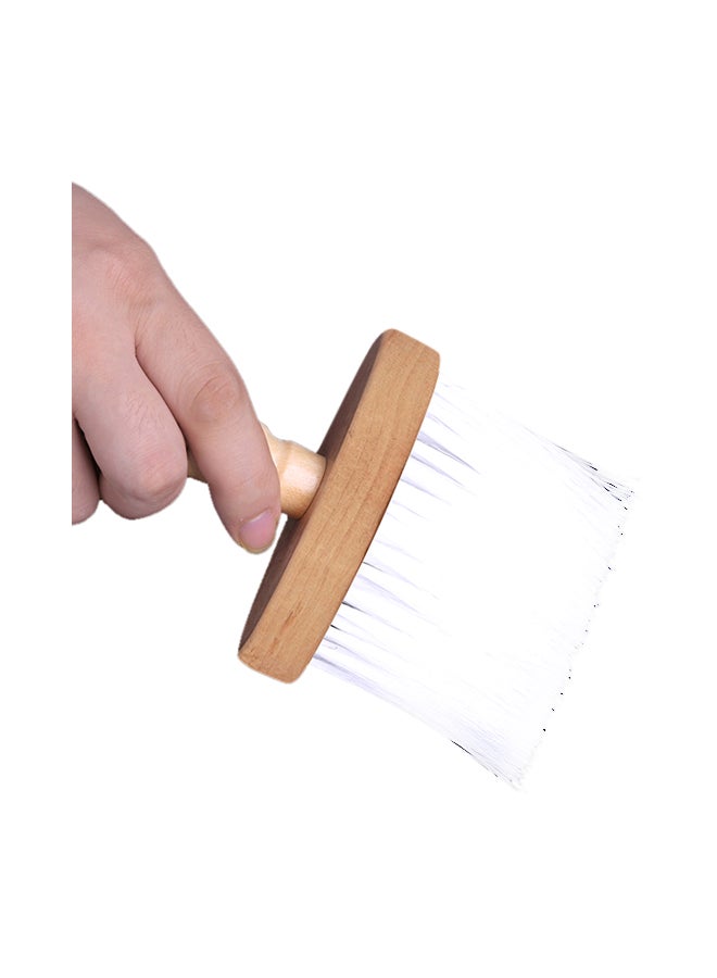 فرشاة بيد خشب لصالونات التجميل لتنظيف الشعر حول الرقبة والأذنين أبيض/بني 14 x 3.5 x 10Ø³Ù†ØªÙŠÙ…ØªØ± - Image 3