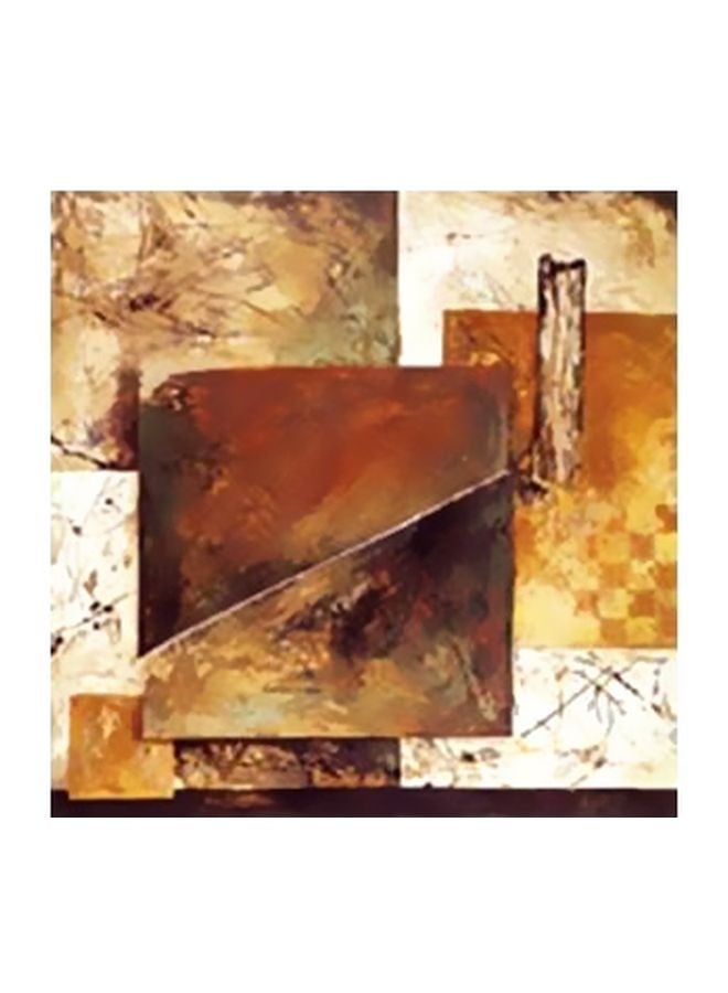 لوحة فنية بطبعة تجريدية لديكور الحائط بيج/بني/رمادي 15x15سم