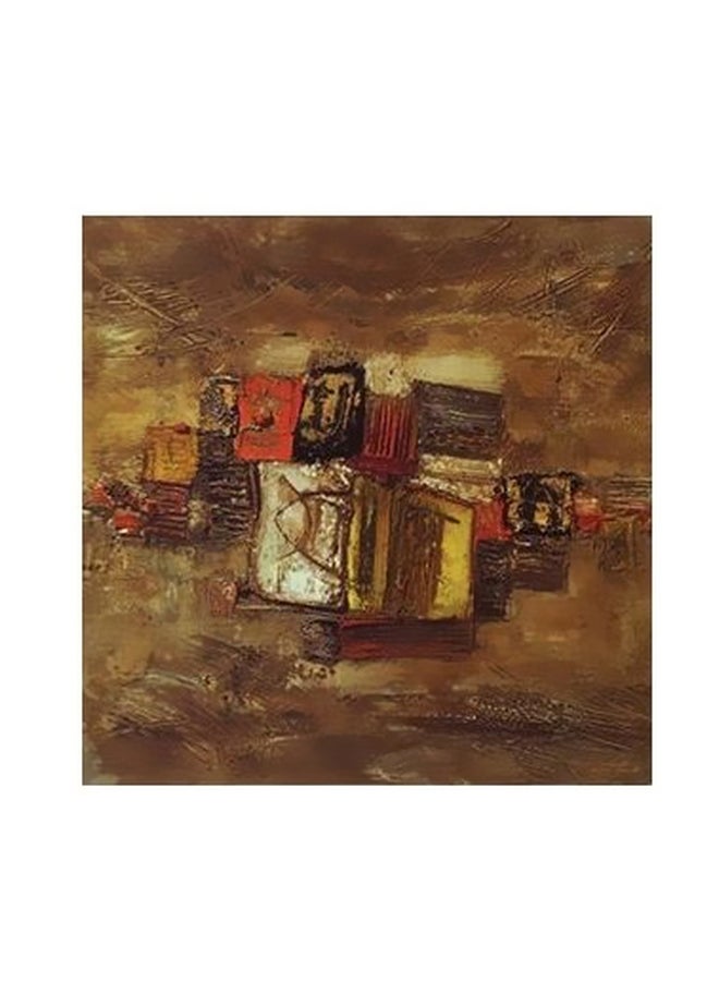 قطعة فنية لديكور الحائط بني/ أصفر /أحمر 15x15سم 