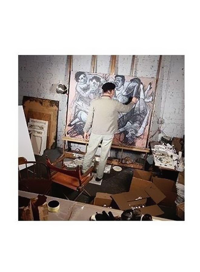 بوستر حائط للتزيين البني/الأبيض 32x32سم