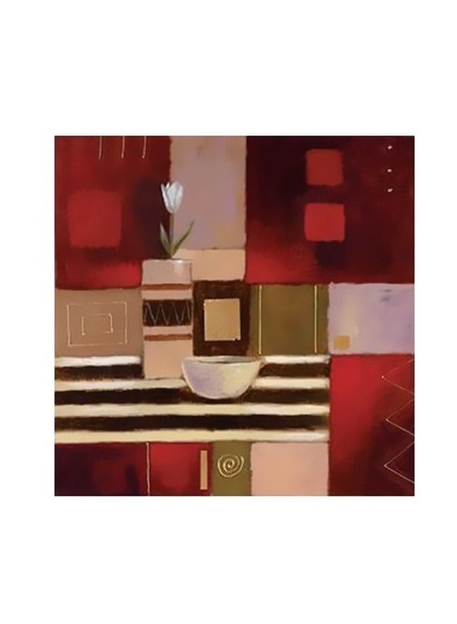 بوستر حائط للتزيين أحمر/ذهبي/ بيج 23x23سم