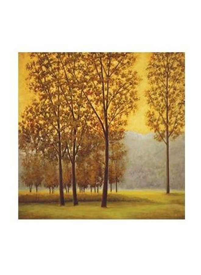 لوحة جدارية لتزيين الحائط مع إطار أصفر/ بيج/ رمادي 32x32سم
