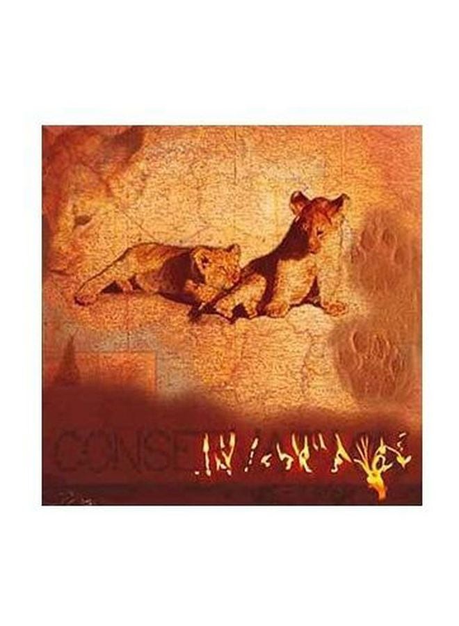 Decorative Wall Painting With Frame Brown/Yellow 50x50cm