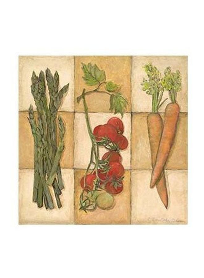 Decorative Wall Poster Beige/Green/Red 23x23cm
